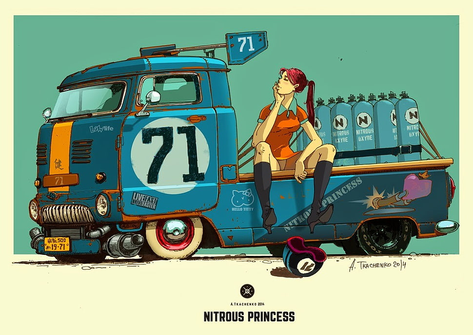 Nitrous Princess painting, concept art, car, A. Tkachenko HD wallpaper