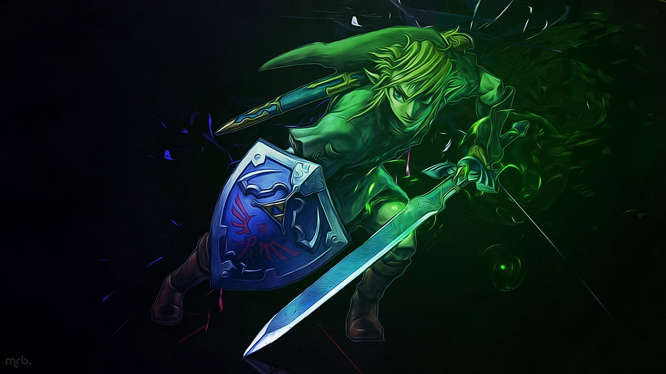 Link from Legend of Zelda wallpaper, The Legend of Zelda, Link, Hylian Shield, Master Sword HD wallpaper