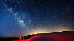 mountain silhouette, landscape, sky, starry night, Milky Way