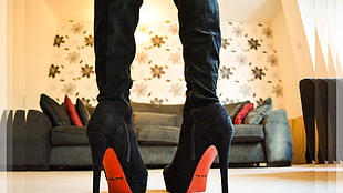 boots, heels, knee-high boots, women