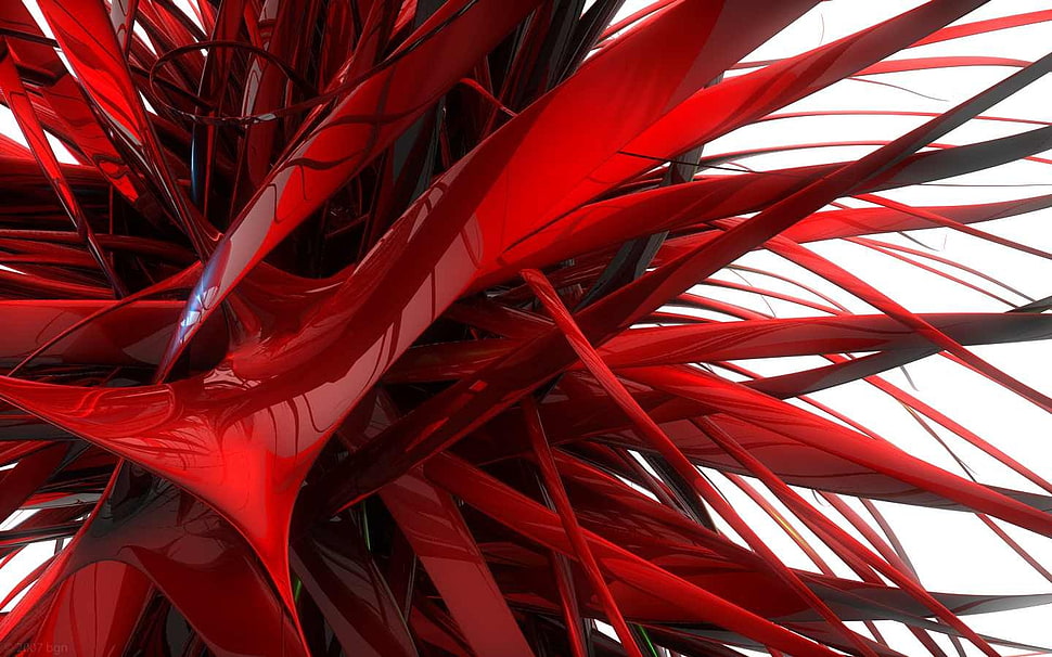 red and black abstract digital wallpaper, digital art, shapes, render, CGI HD wallpaper