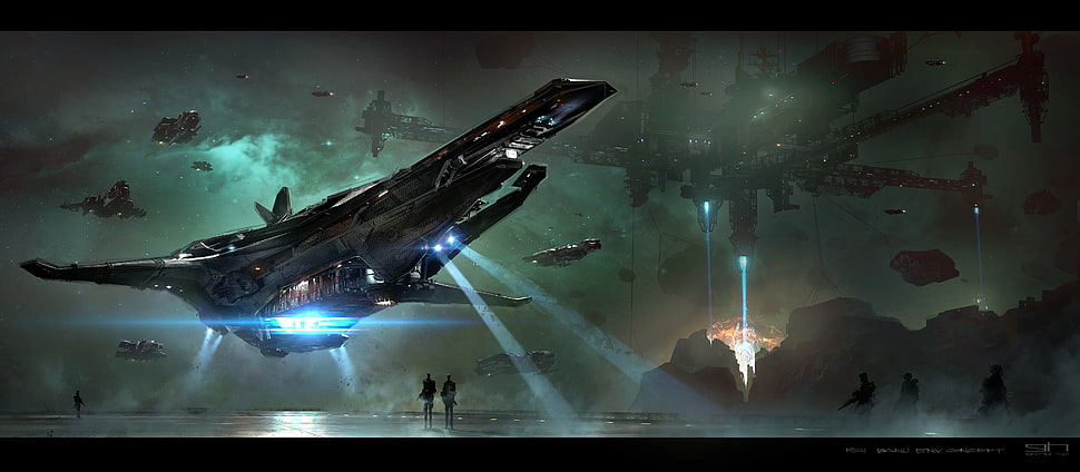 black spaceship screenshot, video games, futuristic, Star Citizen, science fiction HD wallpaper