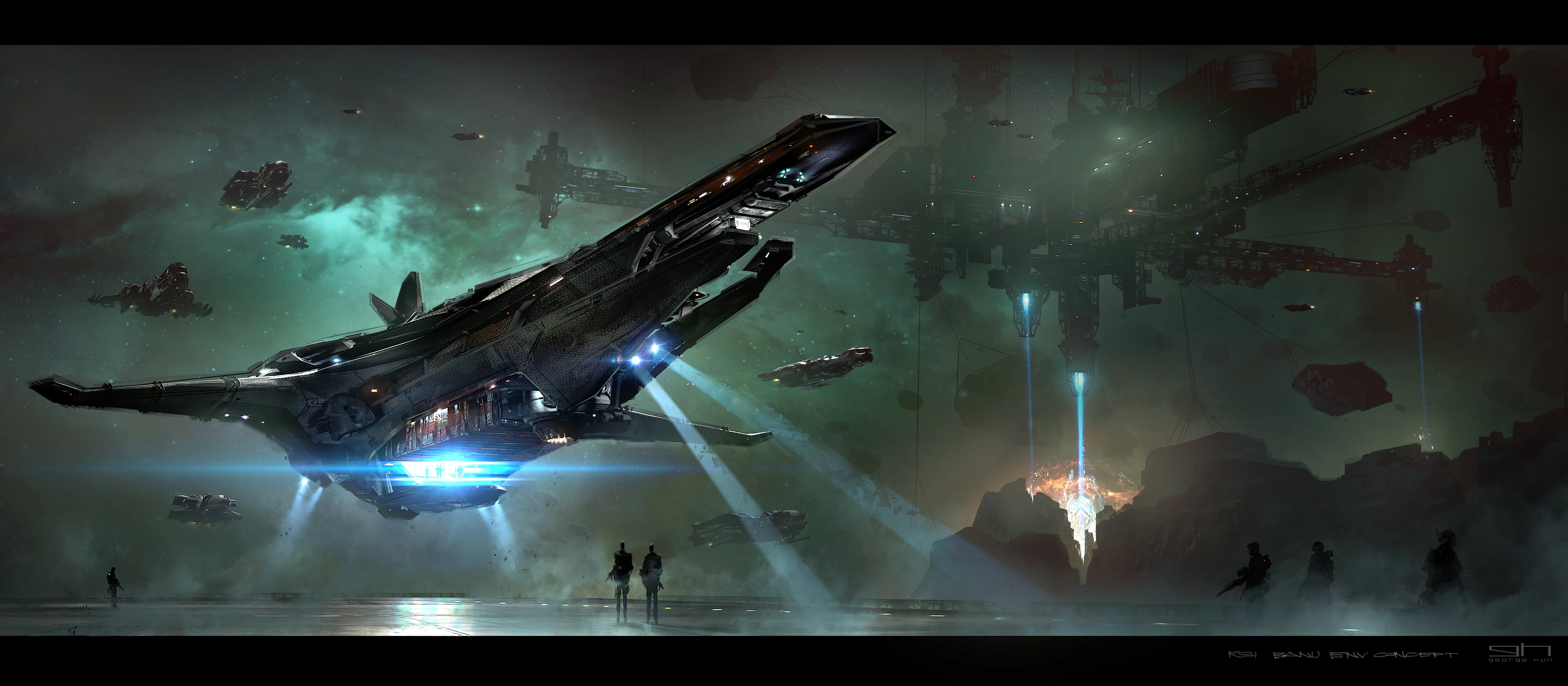 black spaceship screenshot, video games, futuristic, Star Citizen, science fiction