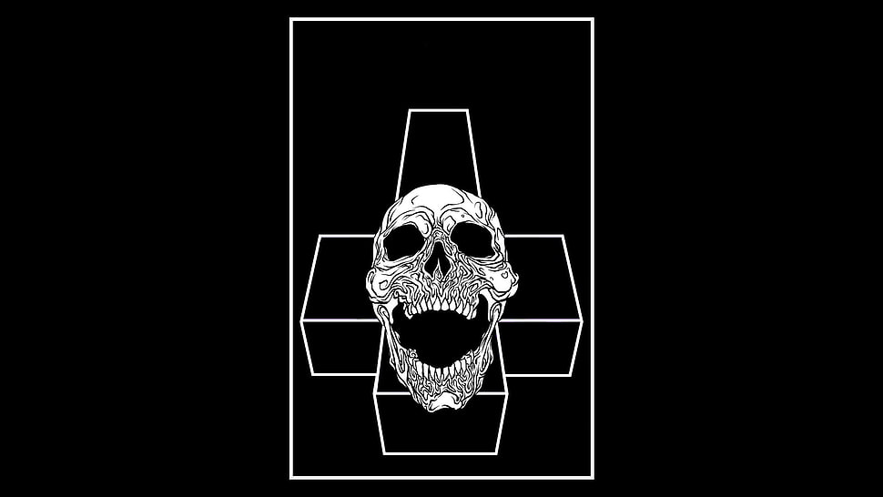 skull with cross stencil, gost, skull, musician, 1980s HD wallpaper