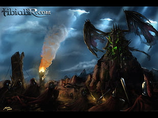 black dragon digital art, Tibia, PC gaming, RPG, dragon