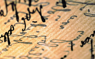 macro shot of yellow paper text