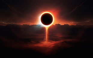 solar eclipse digital wallpaper