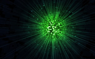 green particles ball HD wallpaper