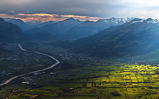 landscape photography of rice field and mountains