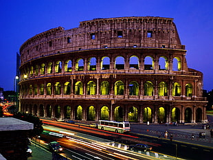 Colosseum in Rome, town, lights, Rome, ruin HD wallpaper