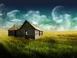 cabin in the middle of green field wallpaper, nature, landscape, Wallbase, hut
