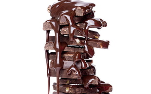 chocolate bars with flowing chocolate on top