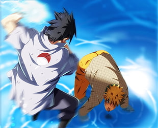 Uzumaki Naruto illustration, Naruto Shippuuden, Uzumaki Naruto, Uchiha Sasuke, anime HD wallpaper