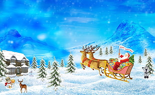 Merry Christmas Santa Claus Illustration HD wallpaper