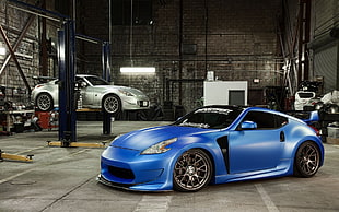 blue and black convertible coupe, car, Nissan, Nissan 350Z, Nissan 370Z