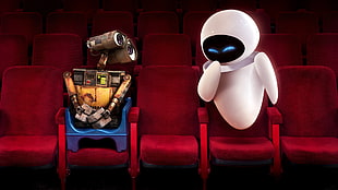 red and white leather salon chair, WALL·E, movies