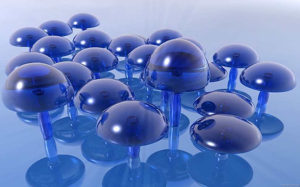 blue glass container lot HD wallpaper