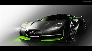 black and green luxury car, car, concept cars