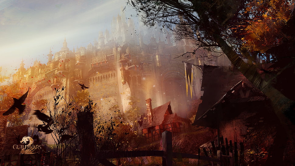 white concrete houses, Guild Wars 2, Divinity's Reach, Guild Wars HD wallpaper