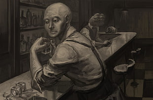 man sitting on bar painting, memes, FeelsBadMan, Pepe (meme) HD wallpaper