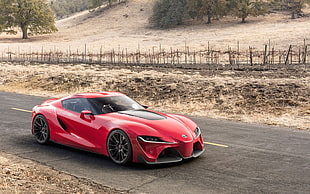 red sports car, car, Toyota, Toyota FT-1