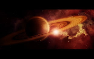 red and black car part screenshot, artwork, space art, planetary rings, planet