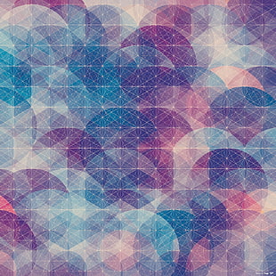 blue and pink wallpaper, Simon C. Page, circle, abstract, pattern HD wallpaper