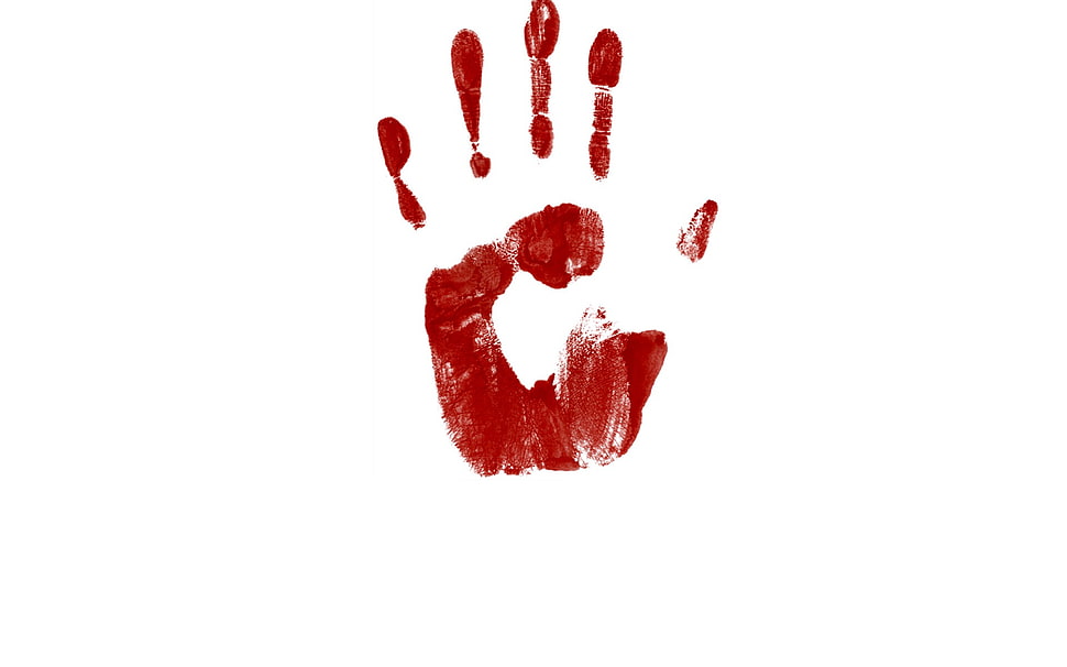 red hand print graphic wallpaper, horror, handprints, white background HD wallpaper