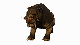 sabertooth 3D model illustration, sabertooth, Ark: Survival Evolved, tiger, painting