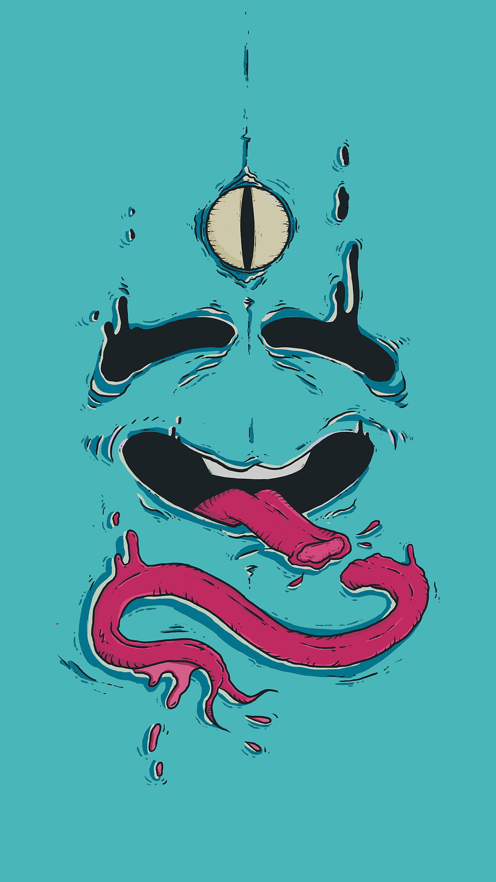 monster wallpaper, vector, illustration, face, tongues HD wallpaper