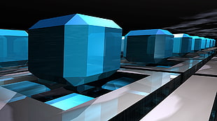 square blue lighted devoce HD wallpaper