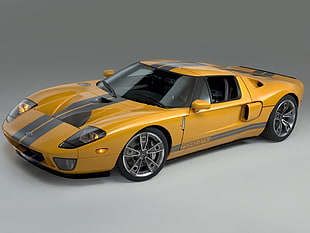 yellow and black coupe die-cast model, car, Ford GT