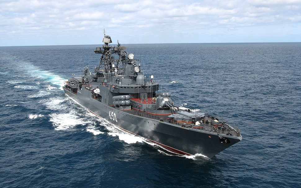 black warship, Udaloy Class , Destroyer, Russian Navy HD wallpaper