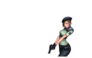 brown haired police woman anime HD wallpaper