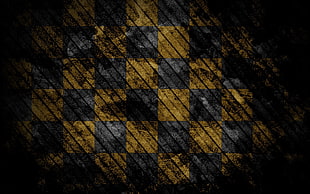 yellow and black checkered textile