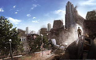 gray ruined buildings illustration, video games, apocalyptic, building HD wallpaper