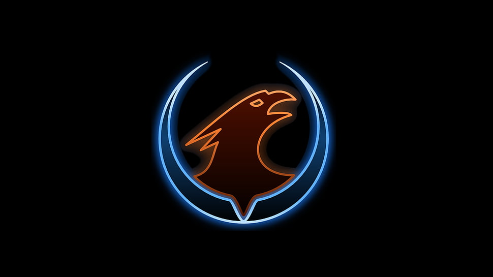 red and blue bird logo, Xonotic, simple background HD wallpaper