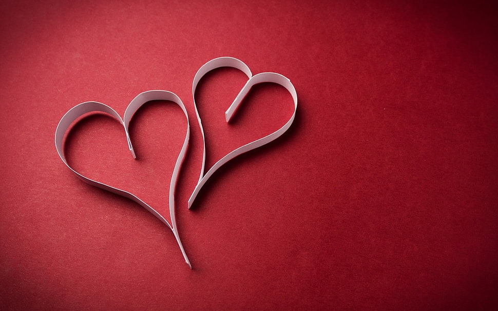 two white heart paper made decors HD wallpaper