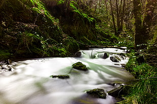 Time lapse of river flowing HD wallpaper