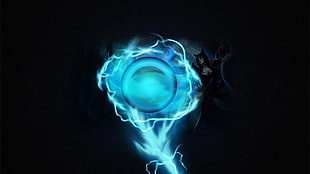 round blue lighted ball anime illustration, Riot Games, League of Legends, Ahri HD wallpaper