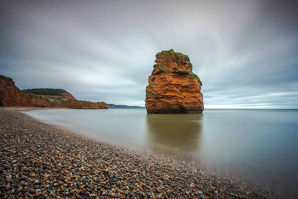 rock formation on sea HD wallpaper