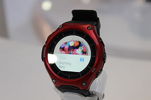 red and black smartwatch