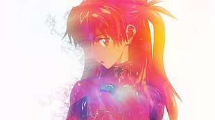 Asuka from neon genesis evangelion, Neon Genesis Evangelion, Asuka Langley Soryu, simple background, colorful HD wallpaper