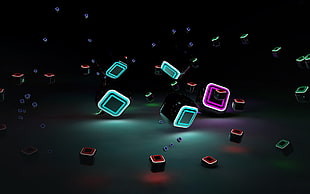 square pink and green lighted LED lights