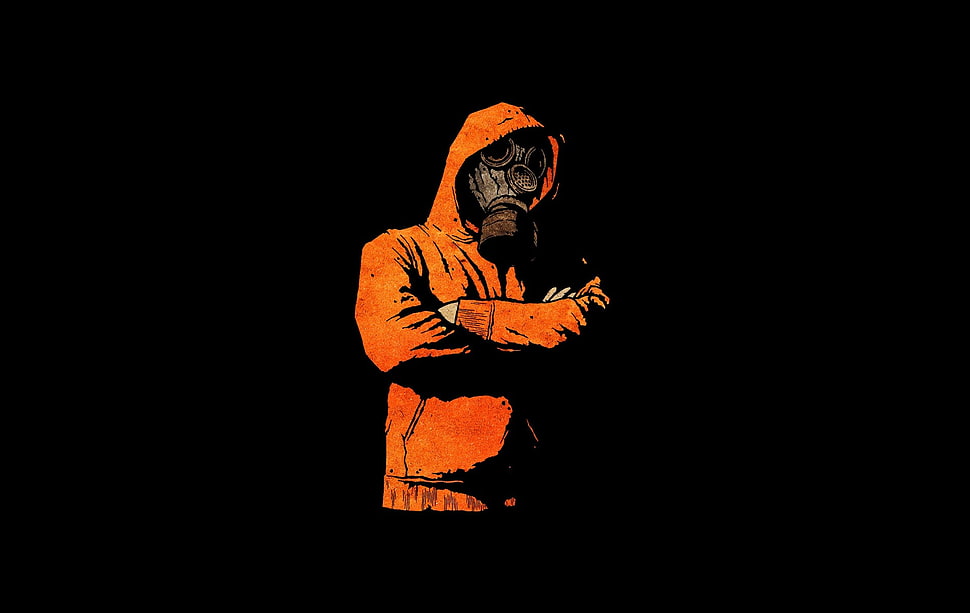 person wearing mask and hoodie graphic, gas masks HD wallpaper