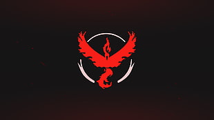 round red and white bird logo, Pokemon Go