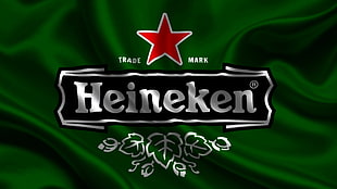 green, black, and white Heineken banner HD wallpaper