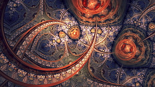 blue, and orange abstract ceiling art