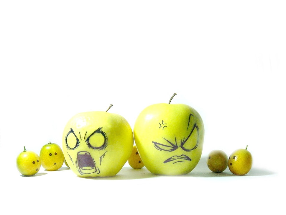 apple fruit, humor, fruit, apples HD wallpaper