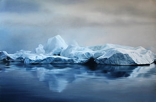 white glaciers, ice, reflection